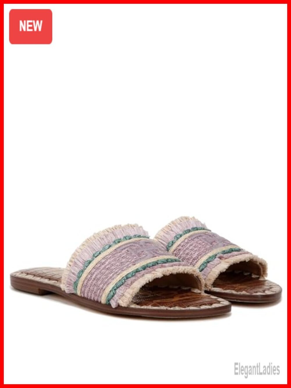 Raffia Slide Sandals with Logo Embossing